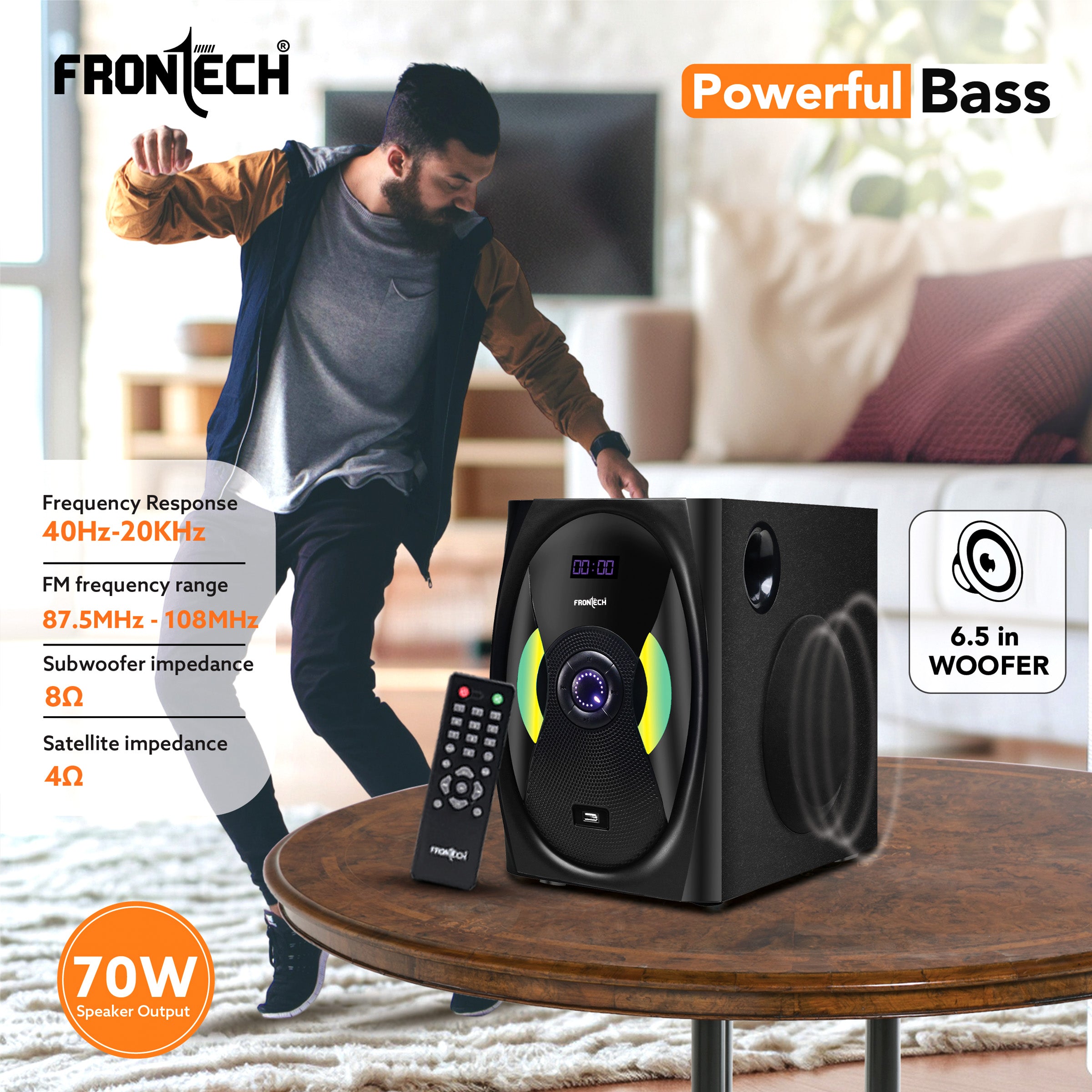 Frontech 2.1 Channel Bluetooth Speaker System (SW-0142) Frontech 2.1 Channel Bluetooth Speaker System (SW-0142)